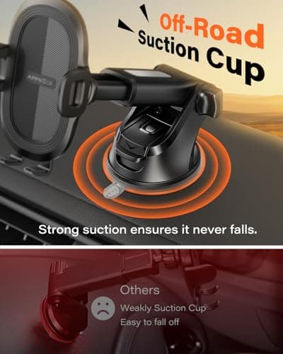 APPS2Car Car Phone Holder, Dashboard Windscreen Sturdy Suction Cup Mount, 360° Universal Holder forCompatible 4.7-6.8“ iPhone12/11/Pro, Samsung S21 and More (Suction) — view 3