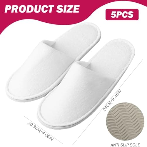 Hilai 5 Pairs of Disposable Slippers for Kids, Breathable & Non-Slip Room Slippers for Hotels, Travel & Home, Towel for Children Aged 4-8 — view 2