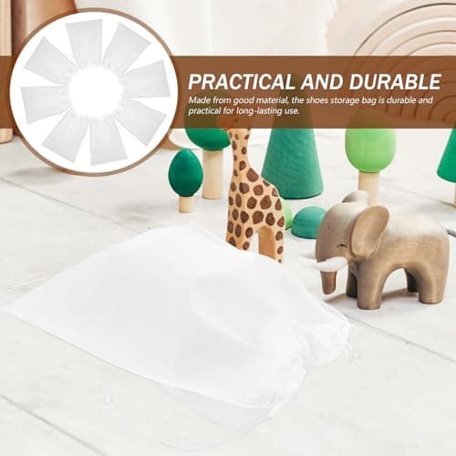 10pcs White Non Woven Shoe Storage Bags with Drawstring for Travel — view 3