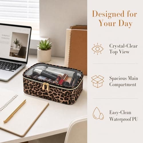 Makeup Bag for Women, Travel Makeup Bag Waterproof Transparent Cosmetic Bag Portable Organizer for Toiletries Skincare Makeup, Ideal for Travel, Business Trips, Gym & Daily Use — view 5