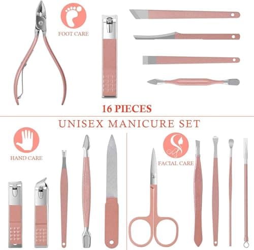 Manicure Set Glamour Gaze Manicure Pedicure Kit Nail Clippers 16 in 1 Professional Stainless Steel Cuticle trimmer Grooming Kit for Men Women with Storage Travel Case — view 5
