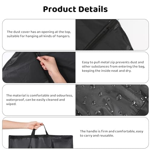 180 x 60cm Long Dress Bag Cover, Travel Dustproof Garment Bag Foldable — view 3