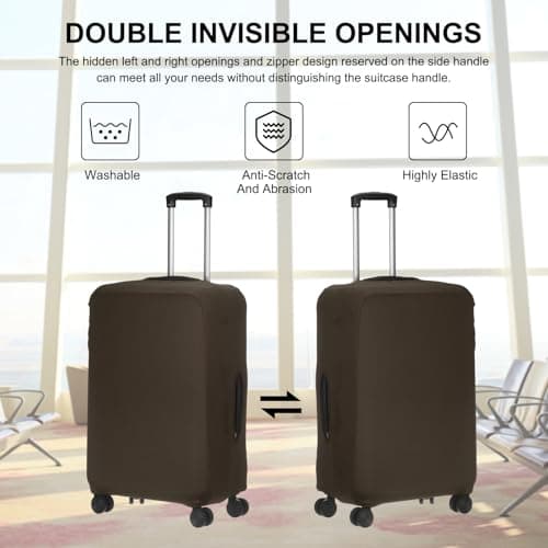 sourcing map Travel Luggage Cover, Washable Suitcase Covers for Luggage Anti-scratch Suitcase Protector Elastic Baggage Protective, Fits 18-21 Inch Suit Case, Dark Brown — view 4