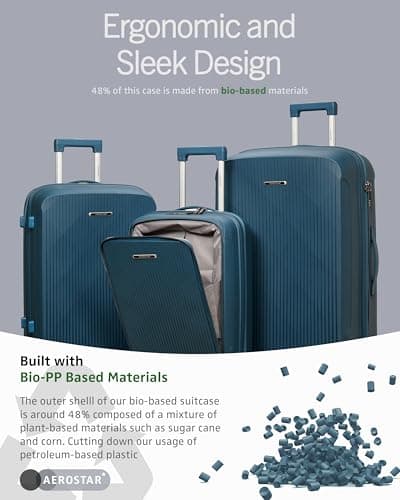 Aerostar 28” Large Lightweight PP Hard Suitcase 4 Silent Spinner Wheels Check-in Luggage Integrated TSA Combination Lock for 20 to 23kg (Teal, 100 Litre) — view 6