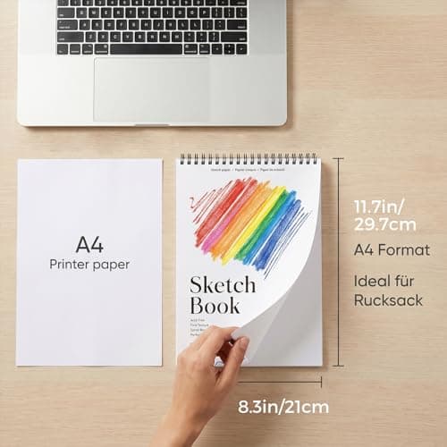 4 Pack A5 Sketch Books, 100gsm Sketchbook for Drawing, Spiral Drawing Book — view 2