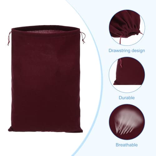 PATIKIL Shoe Dust Bag, 2 Pack Duster Flannel Shoes Pouch with Drawstring Washable Breathable Travel Shoe Bags for Home Luggage Storage, 12x17 Burgundy — view 3