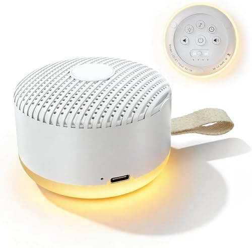 White Noise Machine,24 Soothing Sounds with Night Light,Powerful Battery, 5 Timers Memory White Noise for Baby Adults，Portable Sound Machine for Travel Gift, USB Rechargeable