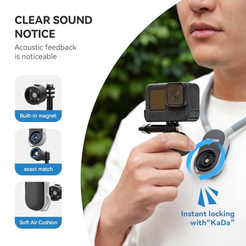 TELESIN° Quick Release Magnetic Neck Mount with Brust Strap for GoPro Hero 13 12 11 10 MAX DJI Osmo Action 5 Pro/4/3/2 Pocket 3 Insta360, POV Action Camera Neck Mount Vlog Accessories — view 5
