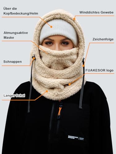 Fleece Balaclava Unisex Windproof Thermal Ski Mask Neck Warmer(Beige) — view 5