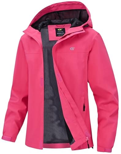 Huayuzh Womens Waterproof Jacket Rain Coats Lightweight Rose Red M — view 2