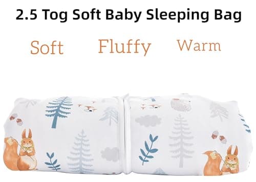 Chilsuessy Baby Sleeping Bag 2.5 tog Toddler Sleeping Bag 100% Cotton Nursery Bedding Kids Wearable Blanket Sleeping Sack for Infant Boys Girls, Squirrel Adventure, 90cm/1-2 Years — view 4