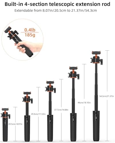 54cm/21.4" Mini Tripod Stand w Extension Rod for DJI Osmo Action 5 Pro/4/3 — view 5