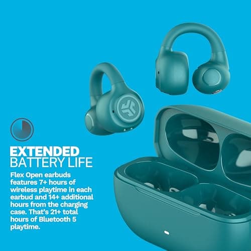 JLab Flex Open Ear Earbuds - Bluetooth Multipoint, Teal — view 4
