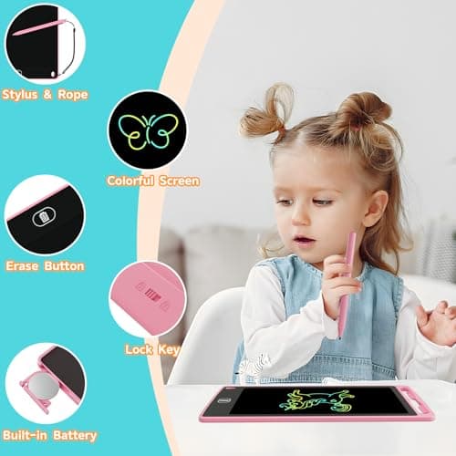 Electight 3 Pack 8.5 Inch LCD Drawing Tablet for Kids, Colorful Writing Board Kids Toys Gifts Learning Educational Toys for 3 4 5 6 7 Year Old Boys Girls Black Pink Blue — view 3
