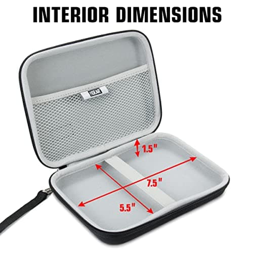 USA GEAR GPD Pocket Mini Laptop PC 7 Inch Hard Case Storage Travel Case - Compatible with 7 Inch Small Notebook UMPC Computer, GPD Win Mini, and more - Water Resistant Exterior, Mesh Pouch (Black) — view 2