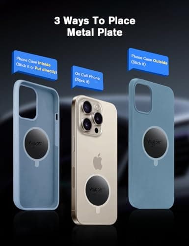 volport Self Adhesive Metal Plate Round for Magnetic Car Mount Phone Holder & Expanding Collapsible Grip: 40 mm Thin Sticky Circle Magnetic Disc Replacement for Popsocket, Phone Case, Smartphone — view 3