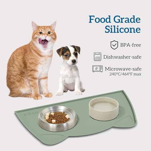 OHMO Silicone Cat Food Mat for Food&Water Bowls, 46x25cm, Sage Green — view 3