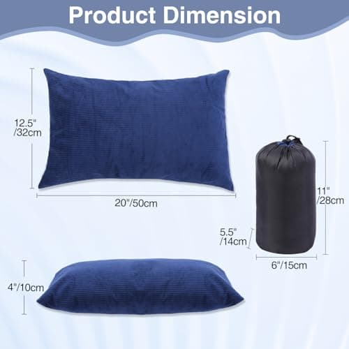 REDCAMP Small Camping Pillow for Sleeping Bag,Soft Travel Pillow,Blue — view 2