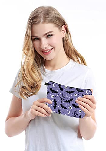 FAVORTALK Travel Makeup Bag, Cosmetic Travel Bag,Water-Proof Polyester Make Up Bag with Hallowmas Element, Portable Toiletry Bags for Women Girls -B1196 — view 6