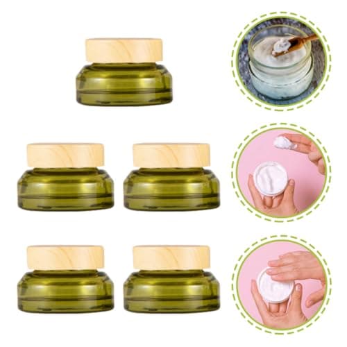 NUOBESTY 5pcs Refillable Travel Cream Jars 15g Small Glass and Pp Containers with Lids for Storing Lotion and Cosmetics for Christmas and New Year Travel Random Color — view 4