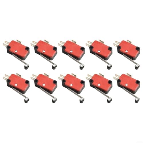 for V-156-1C25 Limit Switch 10 Pack SPDT Long Roller Actuator for 3D Printer for CNC Router Metal Travel Switch for Red and Black Terminals