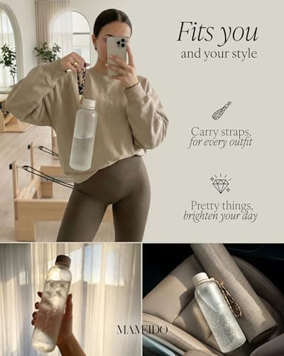 MAMEIDO Water Bottle with Time Markings 1.5 L (Ivory Beige Gold) — view 5