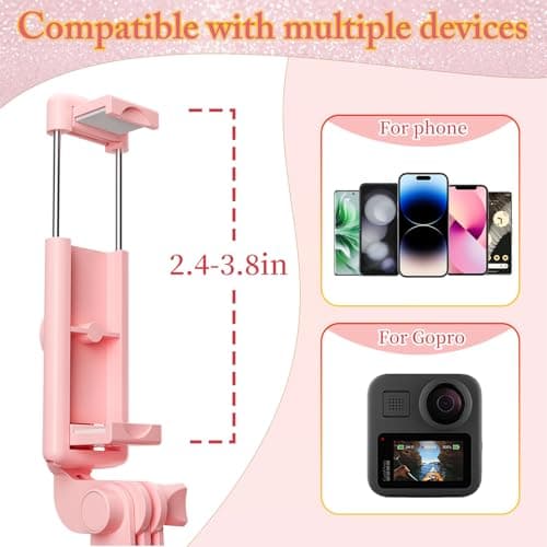 Aourxiv Pink Selfie Stick Tripod, with Wireless Remote Control, Live Streaming and Video Recording, Compatible with Android, iPhone and More — view 4