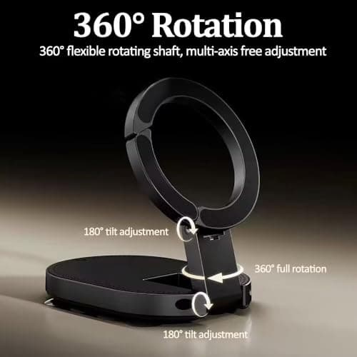 Magnetic Phone Holder with Strong Magnet, Suction Cup Phone Mount with 18 Suction Cups & Universal Magnetic Ring, 3-Axis Adjustable Foldable, for iPhone Android etc, Suitable for Smooth Flat Surfaces — view 4