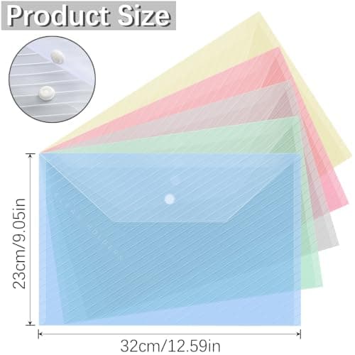 GESDYO 10 Pack A4 Colorful Plastic Folders a4 Plastic Wallet folders A4 Document Folder Wallet Popper Wallets with Button，for School, Home, Office, Travel Supply (5 Colors) — view 2