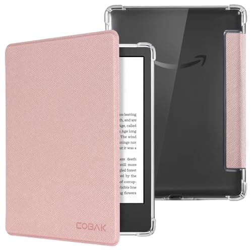 CoBak Case for 6" Kindle 11th Generation 2024 and 2022 - Ultra Slim Lightweight Transparent Clear TPU Back Shell Protective Cover with Auto Wake/Sleep for Kindle, Rose Gold
