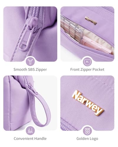 Narwey Large Makeup Bag, Travel Toiletry Bag, Wide-Open Wash Bag for Women — view 4