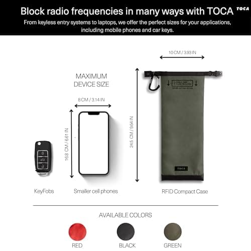 TOCA No Signal Sleeve - RFID Blocking Faraday Bag, Keyless Go & Smartphone/Laptop Protection, Data Privacy Shield, Water-resistant, Compact Green — view 4