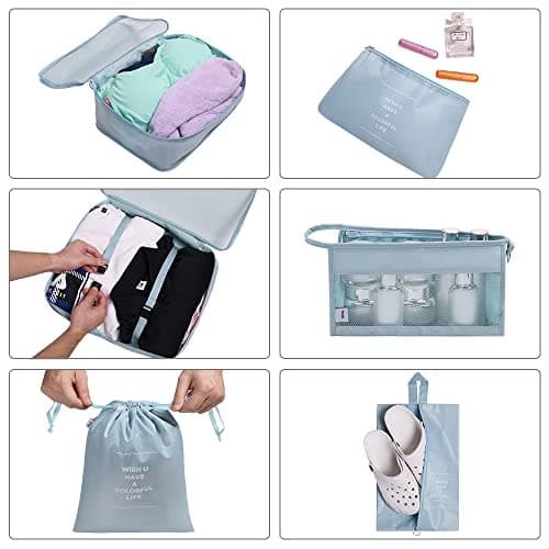 OSDUE Packing Cubes for Suitcase, 8PCS Thickening Travel Organiser Packing Bags Lightweight Travel Accessories Organizers Essentials Clothes Shoes Cosmetics Toiletries Storage Bags — view 5
