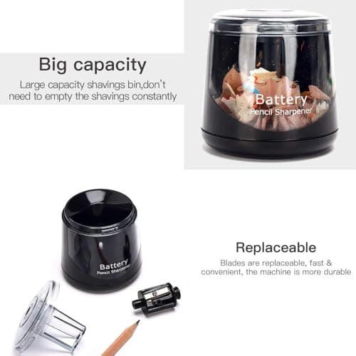 JZF High-Speed Automatic Pencil Sharpener, Portable Battery-Powered Coloured Pencil Sharpener, Perfect for Kids Students and Personal Use at Home School or Office — view 4