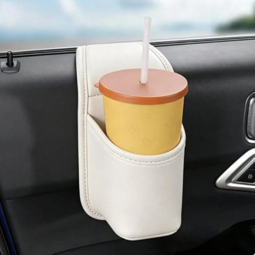 Leather Car Door Storage Pocket Double-layer Compartments Organizer (White) — view 5