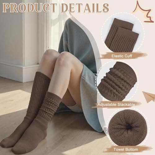 Tialfas Slouch Socks Womens Cotton Winter 4 Pairs Thick Thermal Gifts — view 2