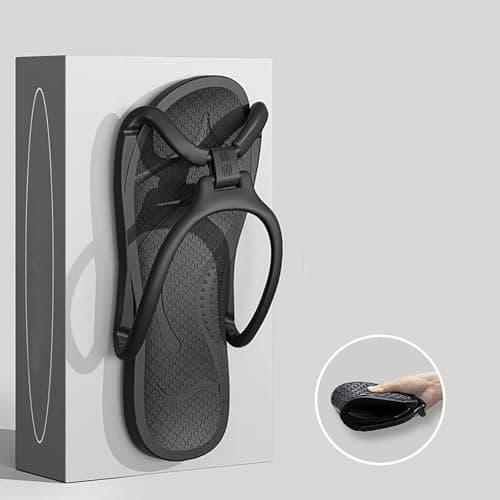 Foldable Couple Travel Slippers Lightweight Barefoot Flip Flops Hotel Non Slip Travel to Carry Convenient Indoor Home Bathroom with Men and Women Mens Cowboy Boot Slippers Black — view 3