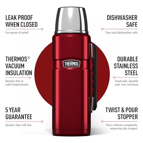 Thermos Stainless King Cranberry Red Drinks Flask (1.2L) 24h Hot | 24h Cold — view 2