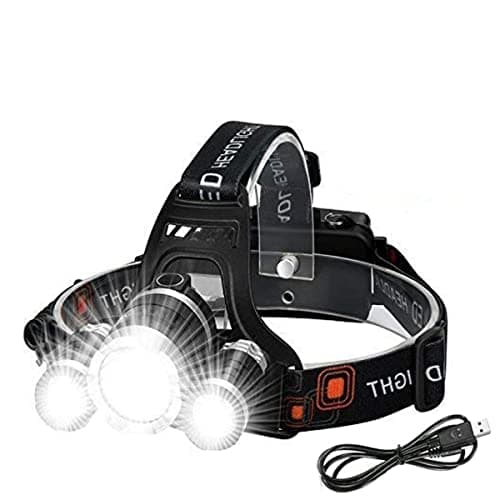 Victoper Head Torch Rechargeable Stocking Fillers for Men Headlight with 3 Lights 4 Modes, 6000 Lumen Super Bright LED Lamp, Hands-Free Camping, Fishing, Cycling Hiking Waterproof