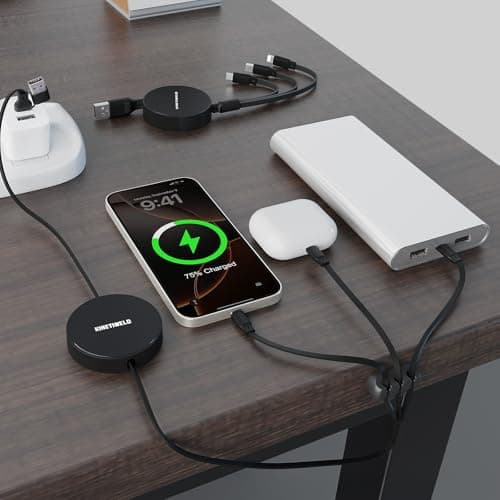 KINETIWELD 6-in-1 Multi Charger Cable with Aluminum Alloy Panel - 66W PD USB-C Fast Charger, CarPlay Enabled Data Sync Cable for Phone, Laptop, Tablet, and Car Use - Black — view 2