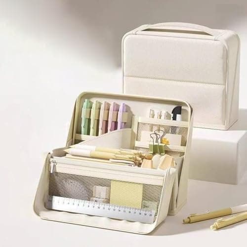 Stationery Bag Pencil Case,Large Capacity School Stationery Storage Pouch - Pencil Carry Case,for Home School Office Outgoing, Rulers Earphones Pens Markers Erasers Sticky Notes — view 3
