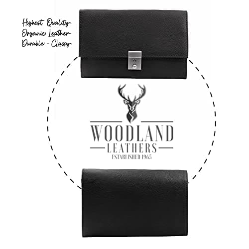 Woodland Leathers Passport Holder, Faux Leather Passport Holder Travel Wallet, Travel Document Wallet Organiser with RFID Credit Card Slot and Key Lock (Black) — view 6