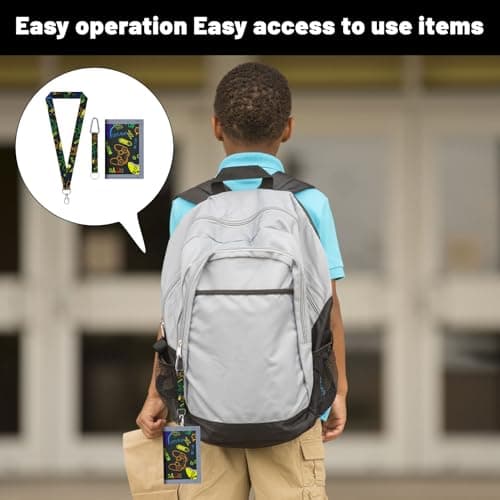 Kids Wallet Tri fold Coin Pocket,Boys Wallets for Teenagers,Children Neck Pouch with Zipper Key Chain and ID Window Card Holders with Lanyard and Key Chain Holder for Toddler Children Birthday Gifts — view 4