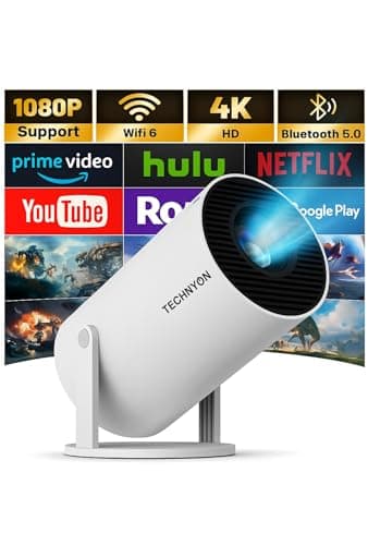Technyon HY300 PRO+ 2026 | Full HD WiFi Projector with Android 14.0 – Portable Home Theater & Outdoor Movie Projector | Screen Mirroring for iOS/Android | Gaming & HDMI Compatible