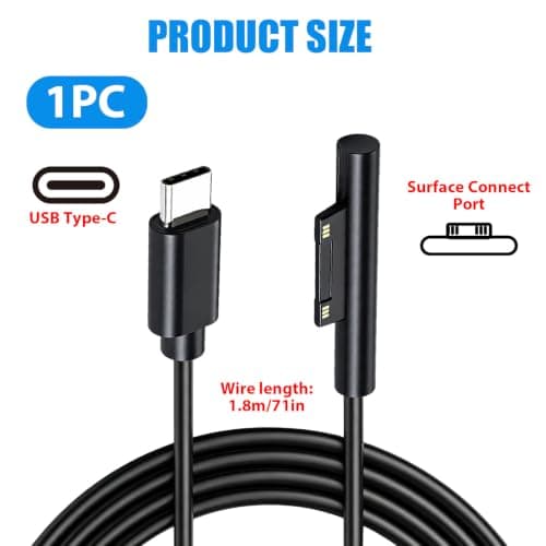 For Surface Connect to USB-C Charging Cable 1.8M 45W 15V/3A Magnetic — view 3