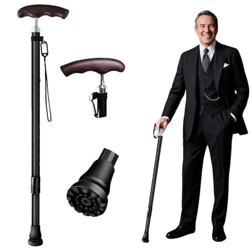 Carbon fiber walking stick with wenge wood handle, One Foot