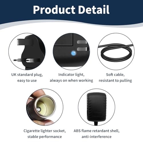 Car Power Inverter, 240v to 12v Adapter DC Car Converter Plug, Cigarette Lighter Adapter to UK Plug, AC to DC Voltage Converter, 2A Power Adapter for Car Appliances, Cigarette Lighter Socket, Black — view 3