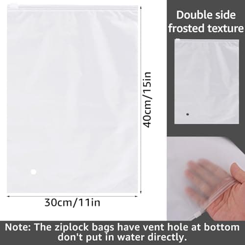 LOLYSIC 100 Pack Large Zip Lock Bags 30 x 40 cm, Frosted Resealable EVA Storage Bags, Translucent Zipper Bags for Clothes, Travel Packing, Documents, Shoes, Garments and Home Organisation — view 2