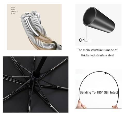erised's bifrost Travel Folding Umbrella/Small Sun Protection for Suitcases Compact Pocket Umbrella for Women and Children/Automatic on and Off with Push Button/8 Ribs Outdoor UV Protection/Sun — view 3