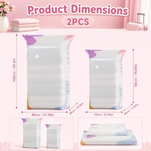 2 PCS No Pump 3D Vacuum Storage Bags, No Pump Vacuum Storage Bags for Space Saving Storage, Ideal for Travel and Home Organisation, Set of Two 3D Vacuum Compression Bags for Clothes and Bedding — view 2